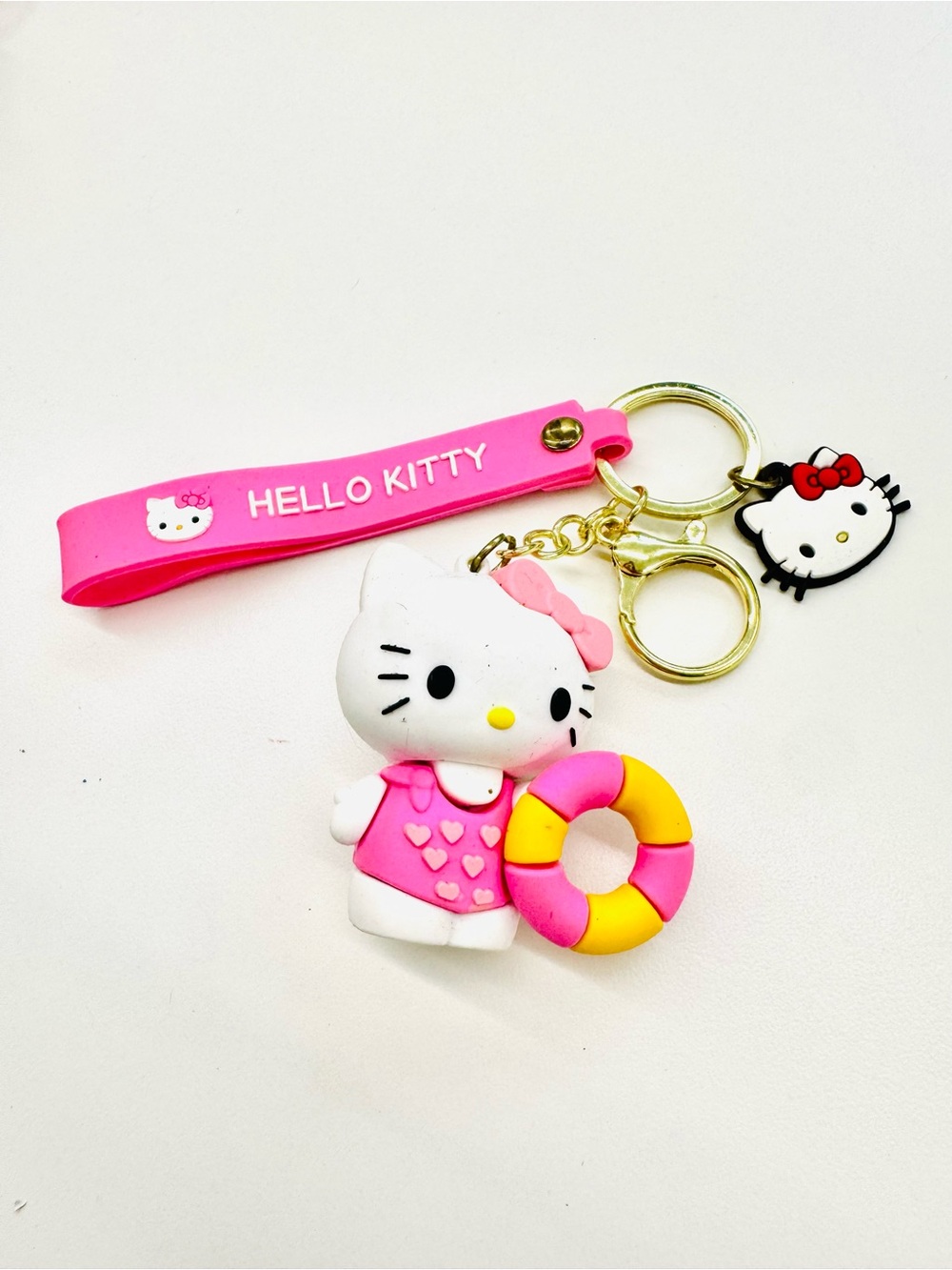 Hello Kitty Pink & Yellow Swim Ring Keychain Charm